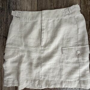 Athleta Natural Linen Skirt Cargo Pockets Sz 4